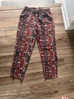 Cartonnier Print Pull-On Pants — Boho Tapered Ankle Pants